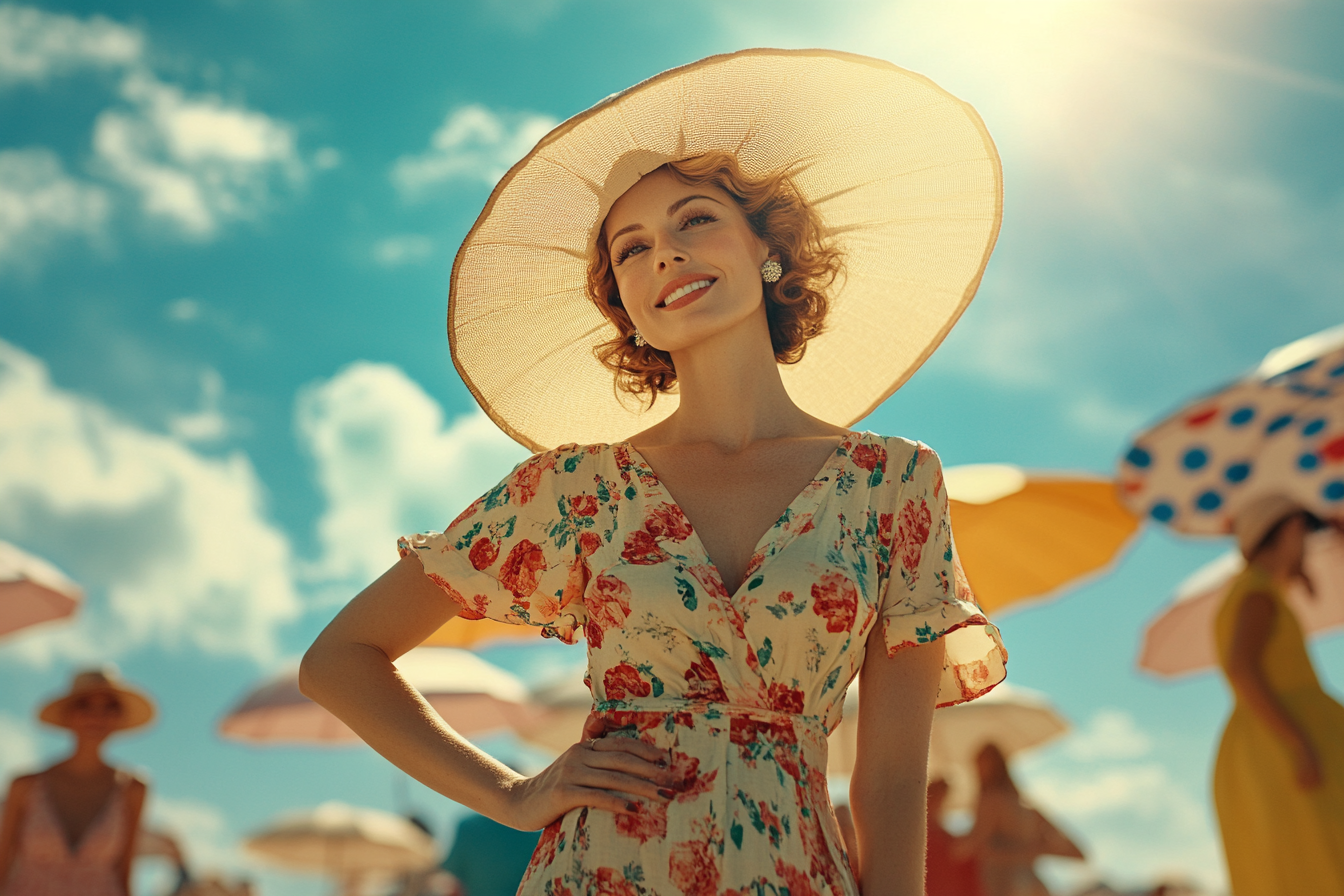 Une femme élégante à la plage | Source : Midjourney