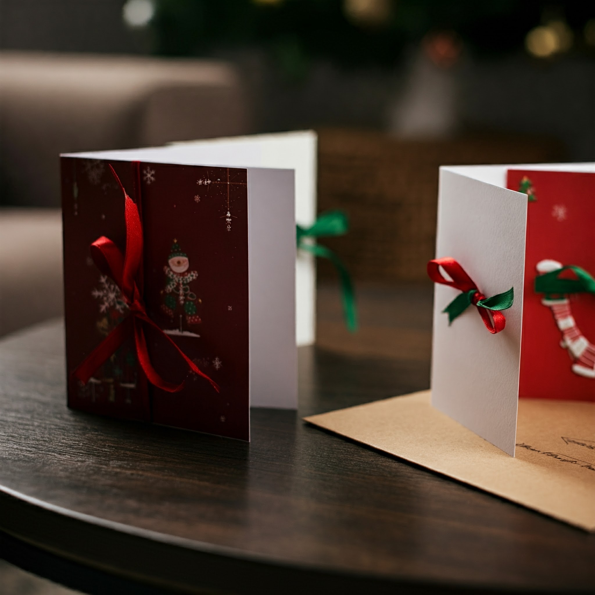 Cartes de Noël sur une table basse | Source : Gemini