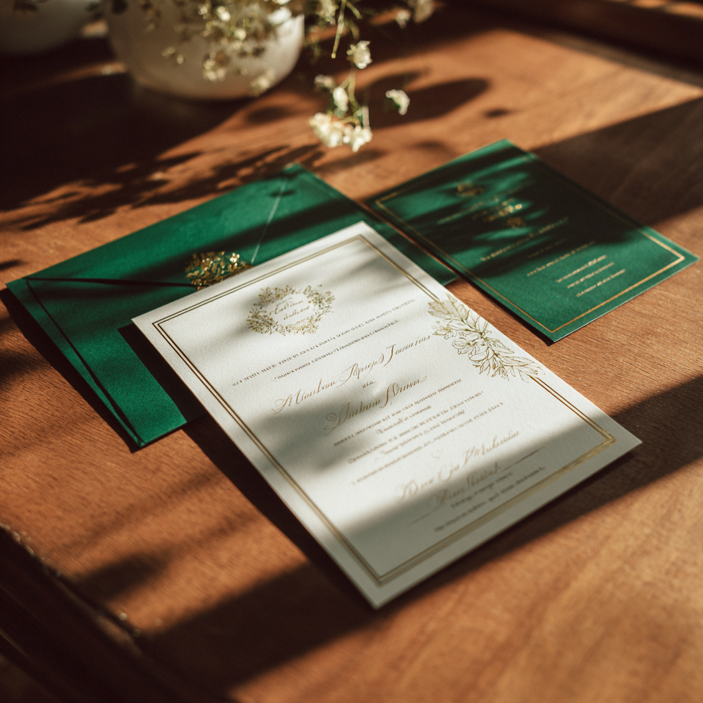 Une invitation de mariage sur une table | Source : Midjourney