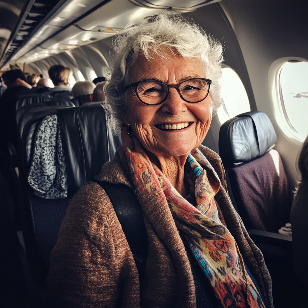 Une grand-mère dans un avion | Source : Midjourney