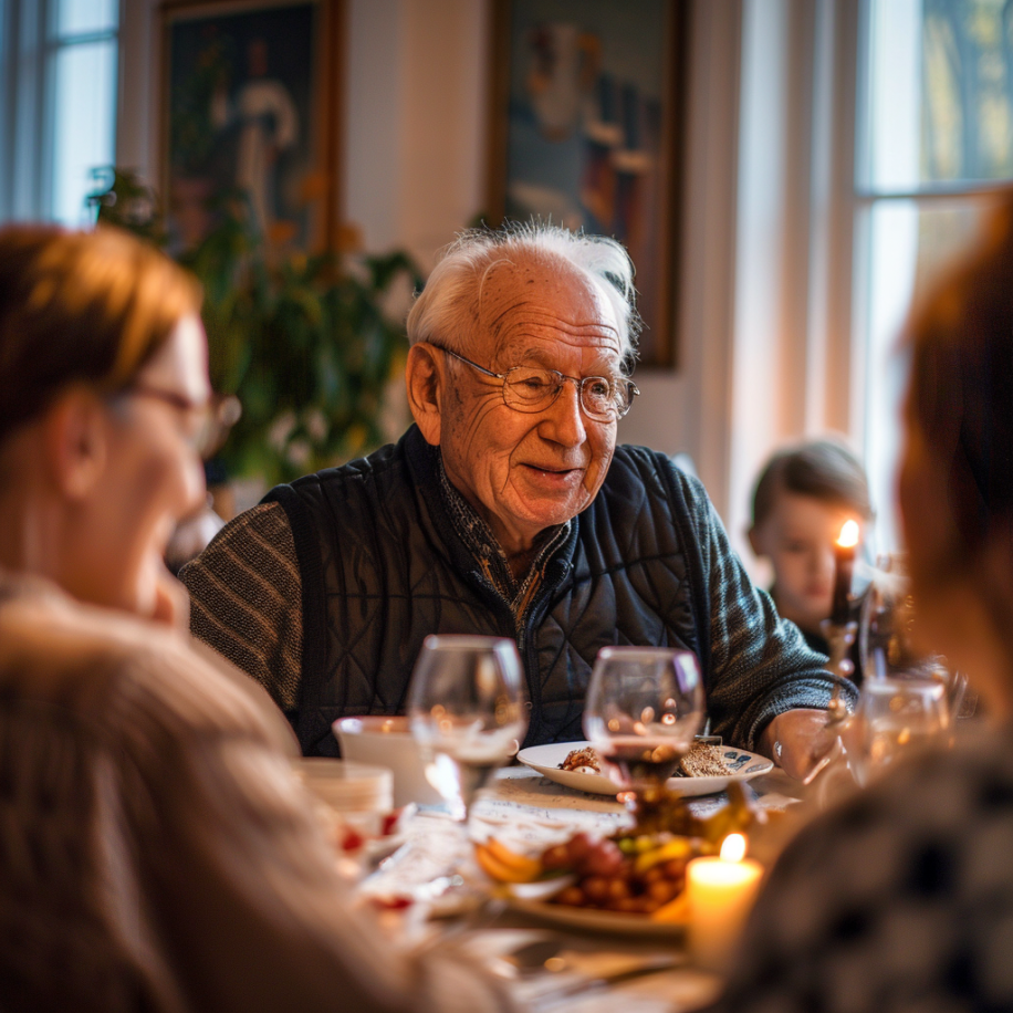 Un grand-père dînant avec sa famille | Source : Midjourney