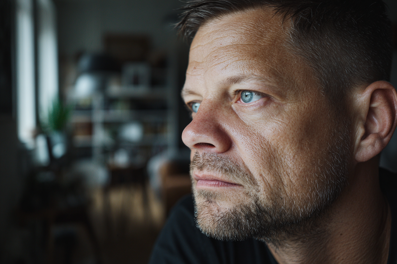 Un gros plan du visage d'un homme | Source : Midjourney