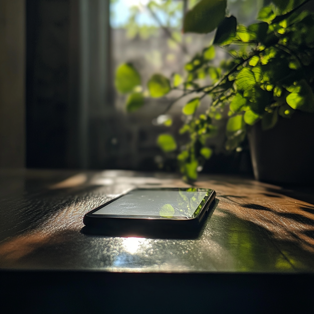 Un téléphone portable sur une table | Source : Midjourney