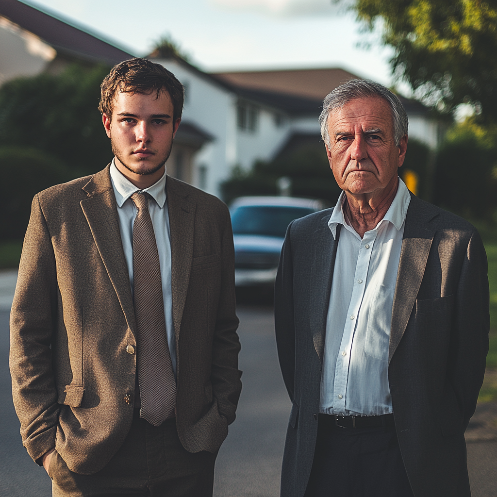 Un homme sérieux et son avocat | Source : Midjourney