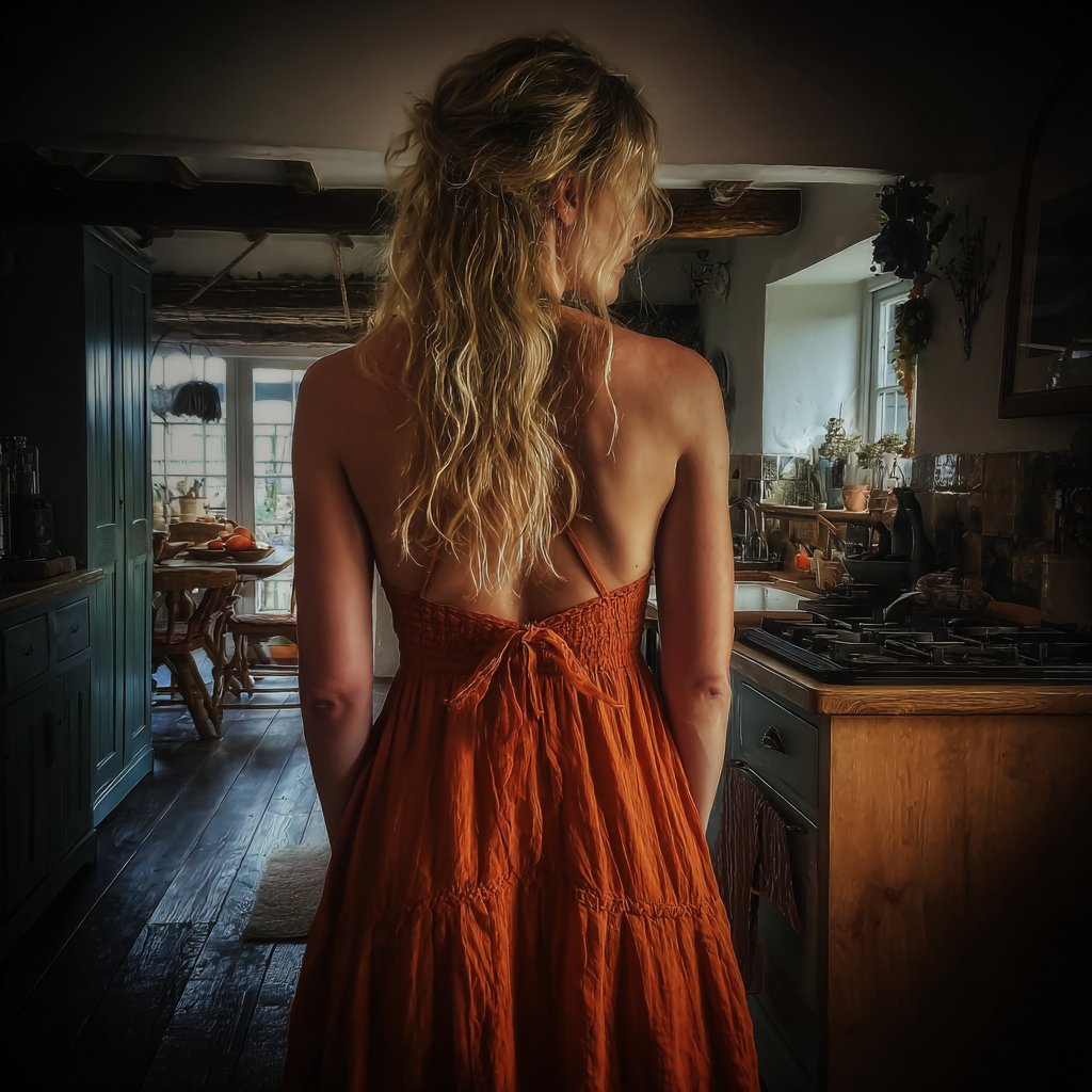 Une femme debout dans une cuisine | Source : Midjourney