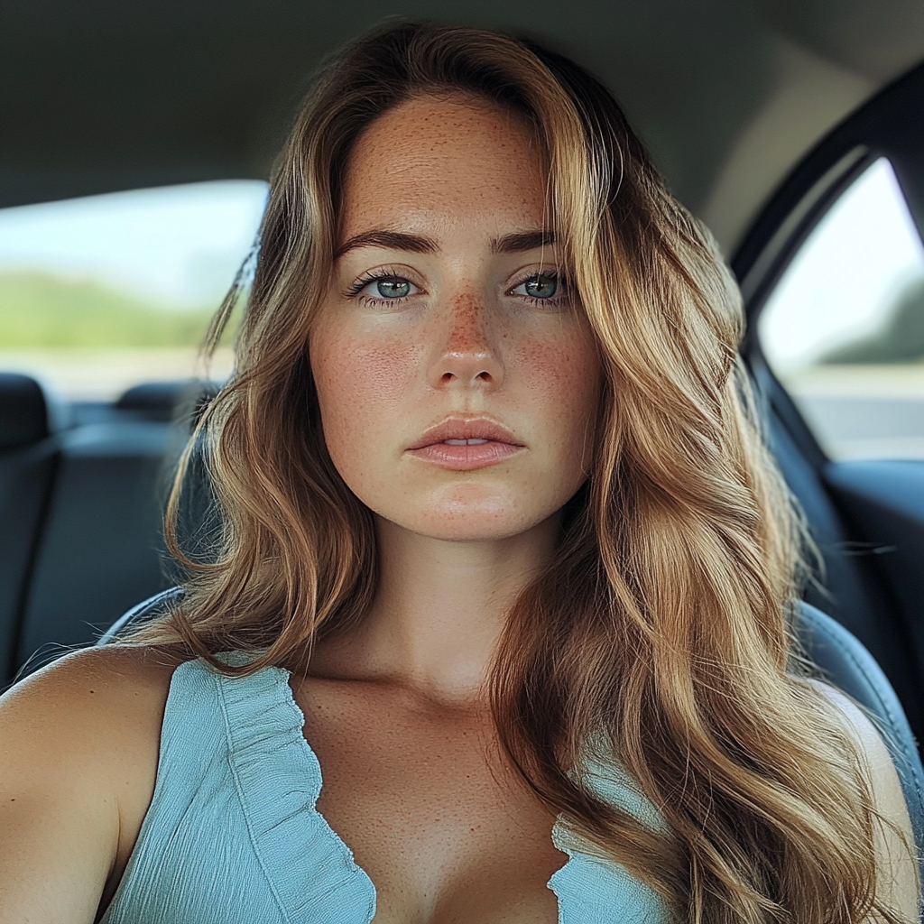 Une femme pensive au volant d'une voiture | Source : Midjourney