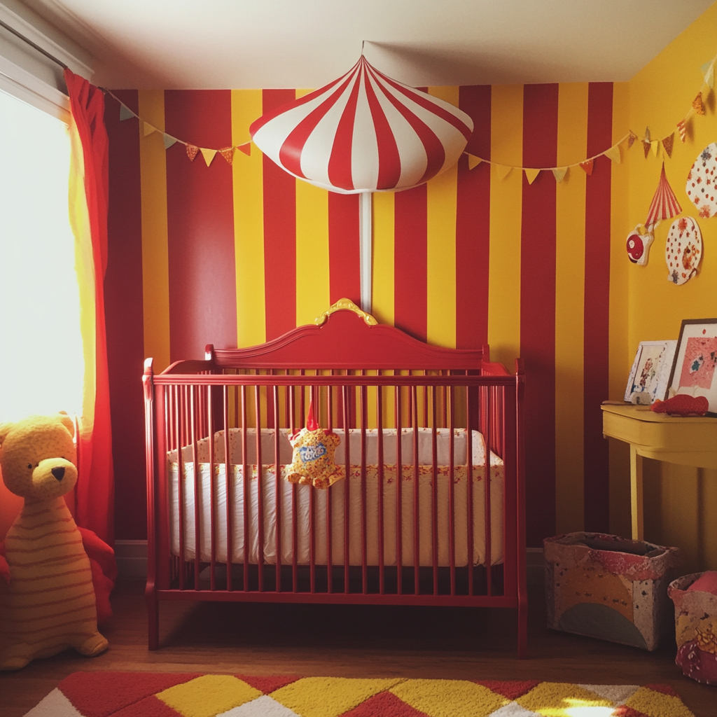 Une chambre d'enfant sur le thème du cirque | Source : Midjourney