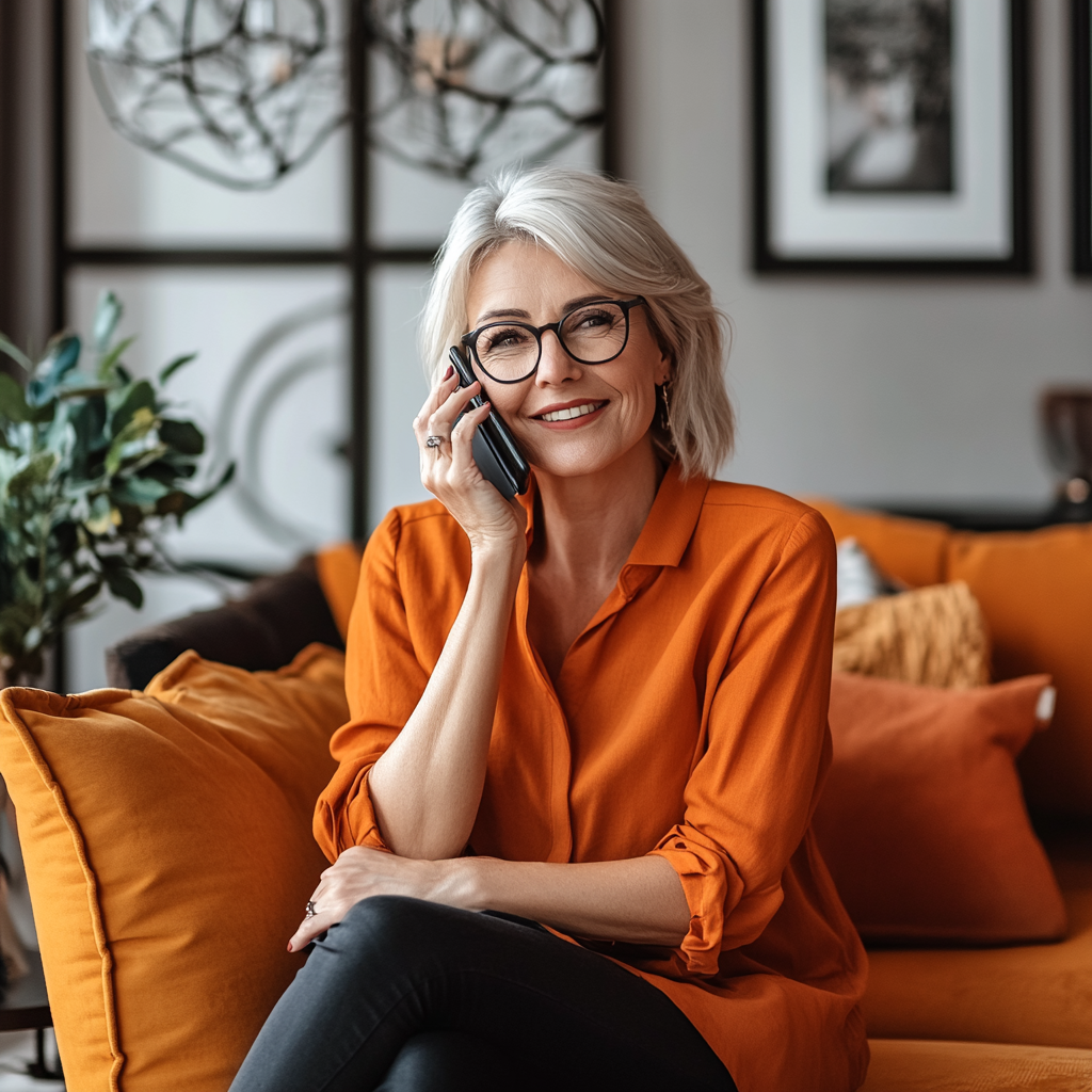 Une femme âgée qui parle au téléphone | Source : Midjourney