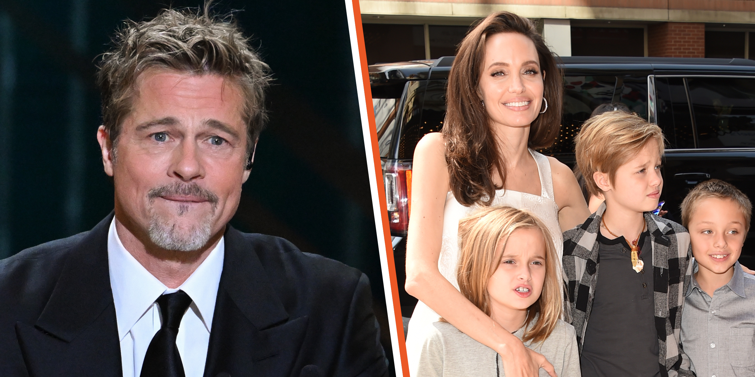 Brad Pitt | Angelina Jolie, Shiloh, Knox Léon et Vivienne Marcheline Jolie-Pitt | Source : Getty Images