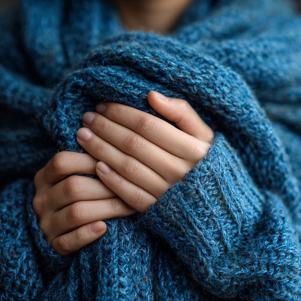 Une femme tenant quelque chose emmitouflé dans une couverture bleue | Source : Midjourney