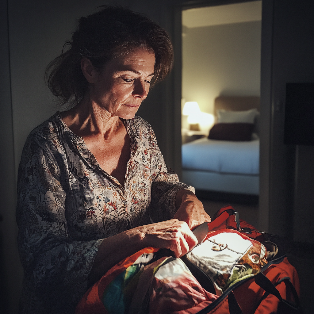 Une femme préparant un sac | Source : Midjourney