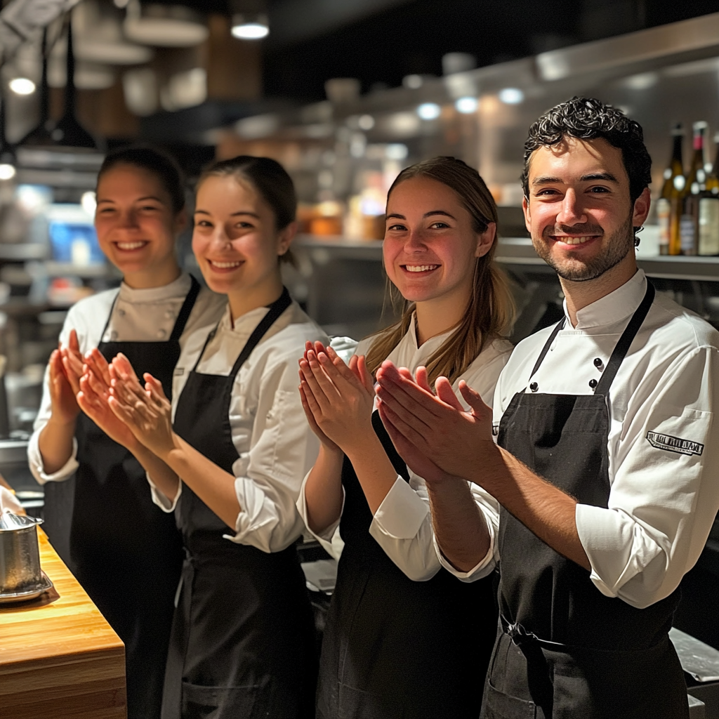 Les employés d'un restaurant applaudissent | Source : Midjourney