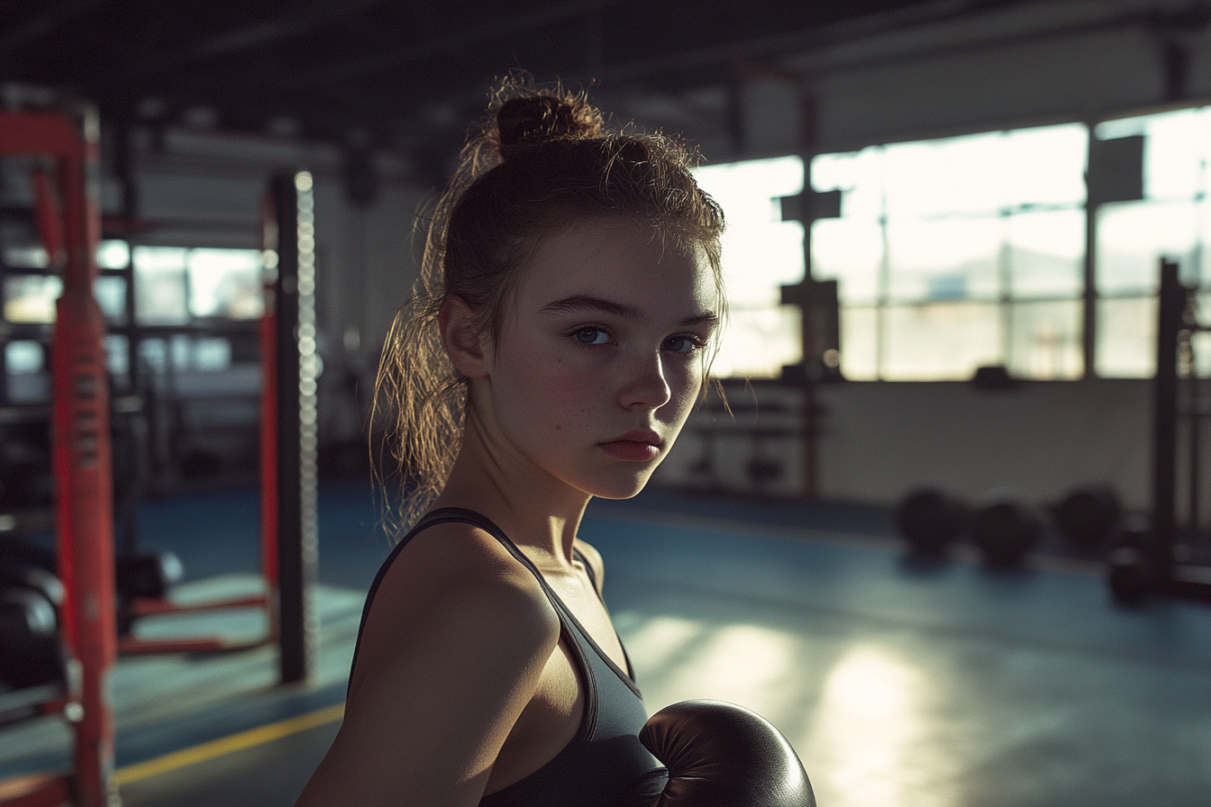 Une jeune fille dans une salle de boxe | Source : Midjourney