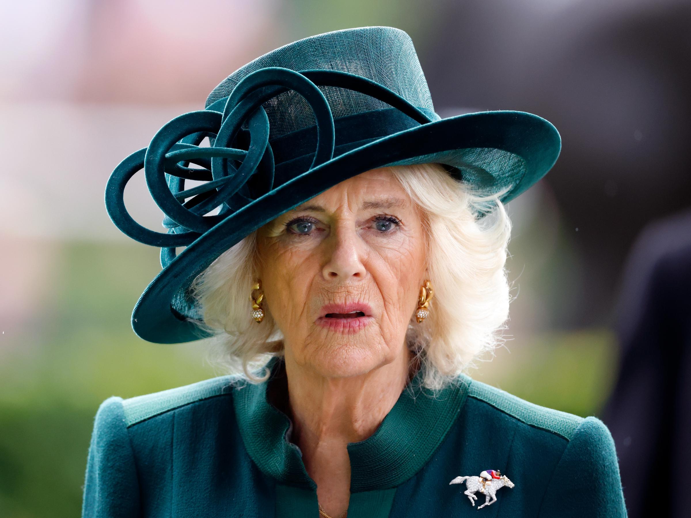 La reine Camilla assiste à la journée des champions britanniques QIPCO à l'hippodrome d'Ascot, en Angleterre, le 21 octobre 2023 | Source : Getty Images