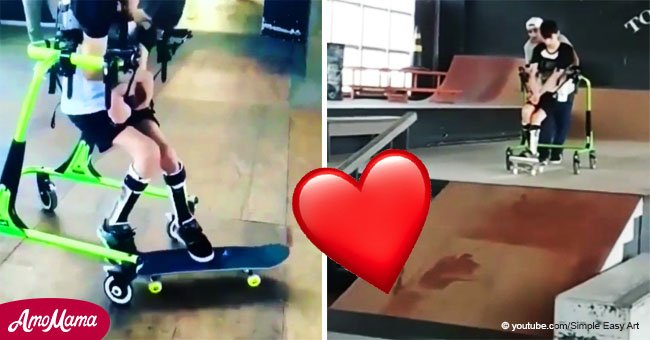 Le moment touchant où un garçon paralysé apprend à patiner (vidéo)