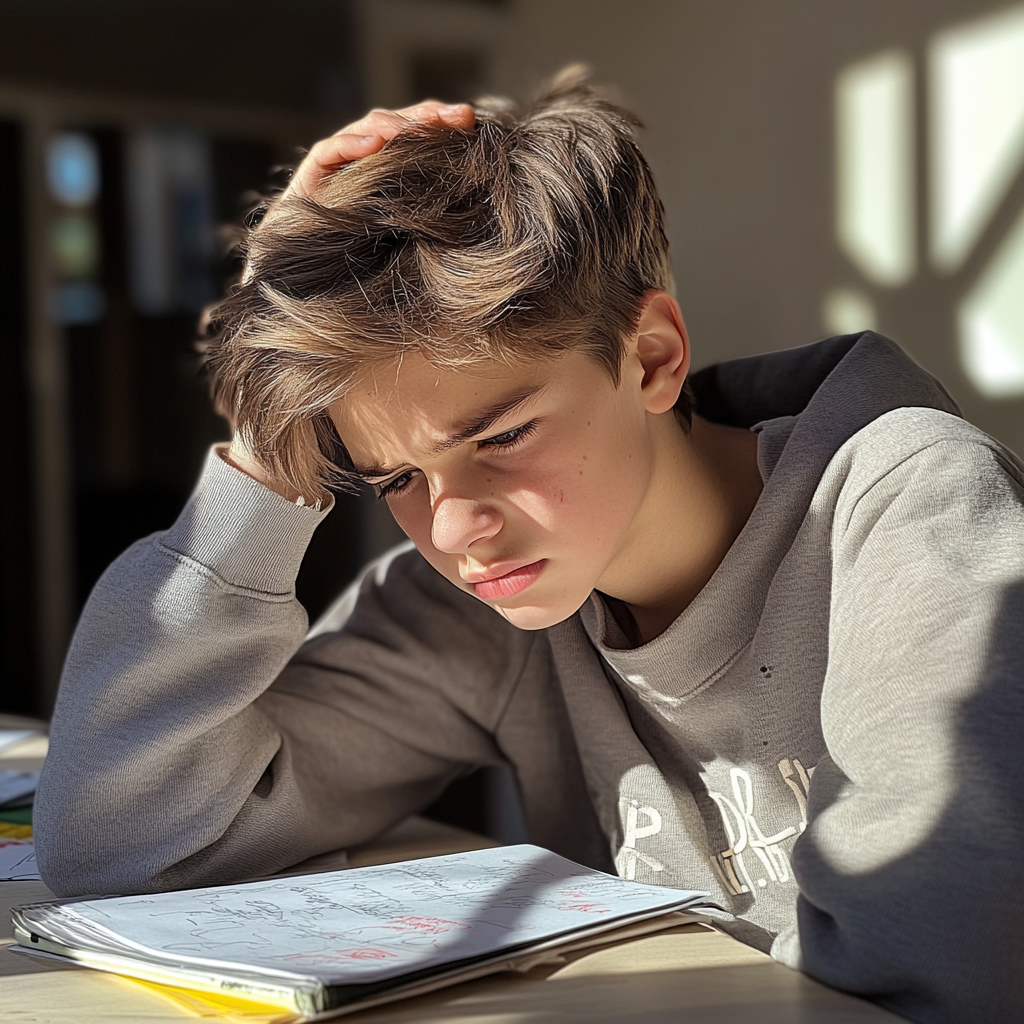 Un adolescent qui fait ses devoirs | Source : Midjourney