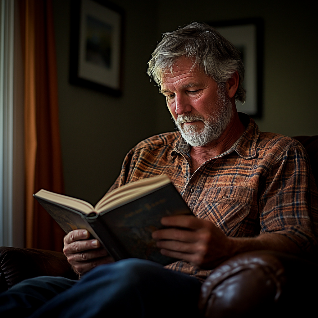 Un homme d'âge moyen lisant un livre | Source : Midjourney