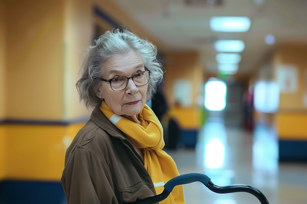 Une femme âgée qui regarde devant elle | Source : Midjourney