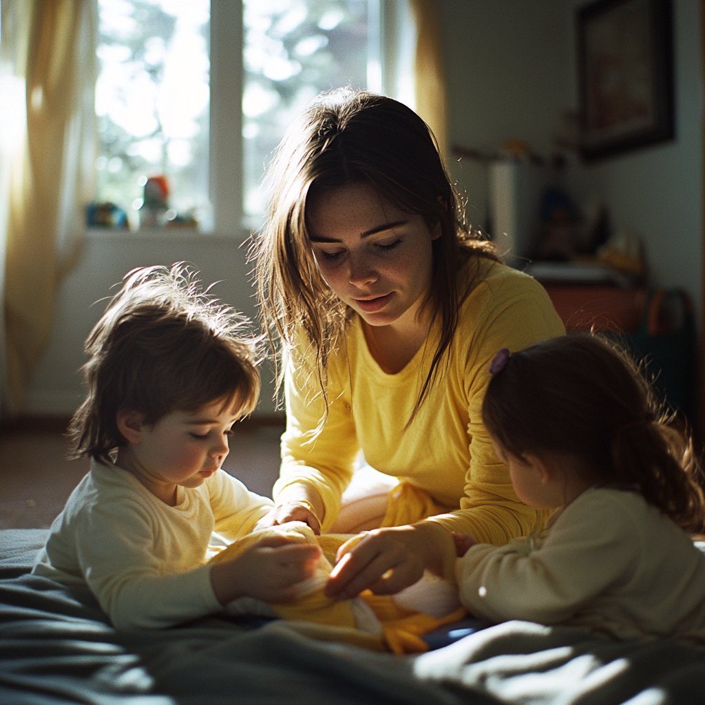 Une femme qui occupe ses enfants | Source : Midjourney