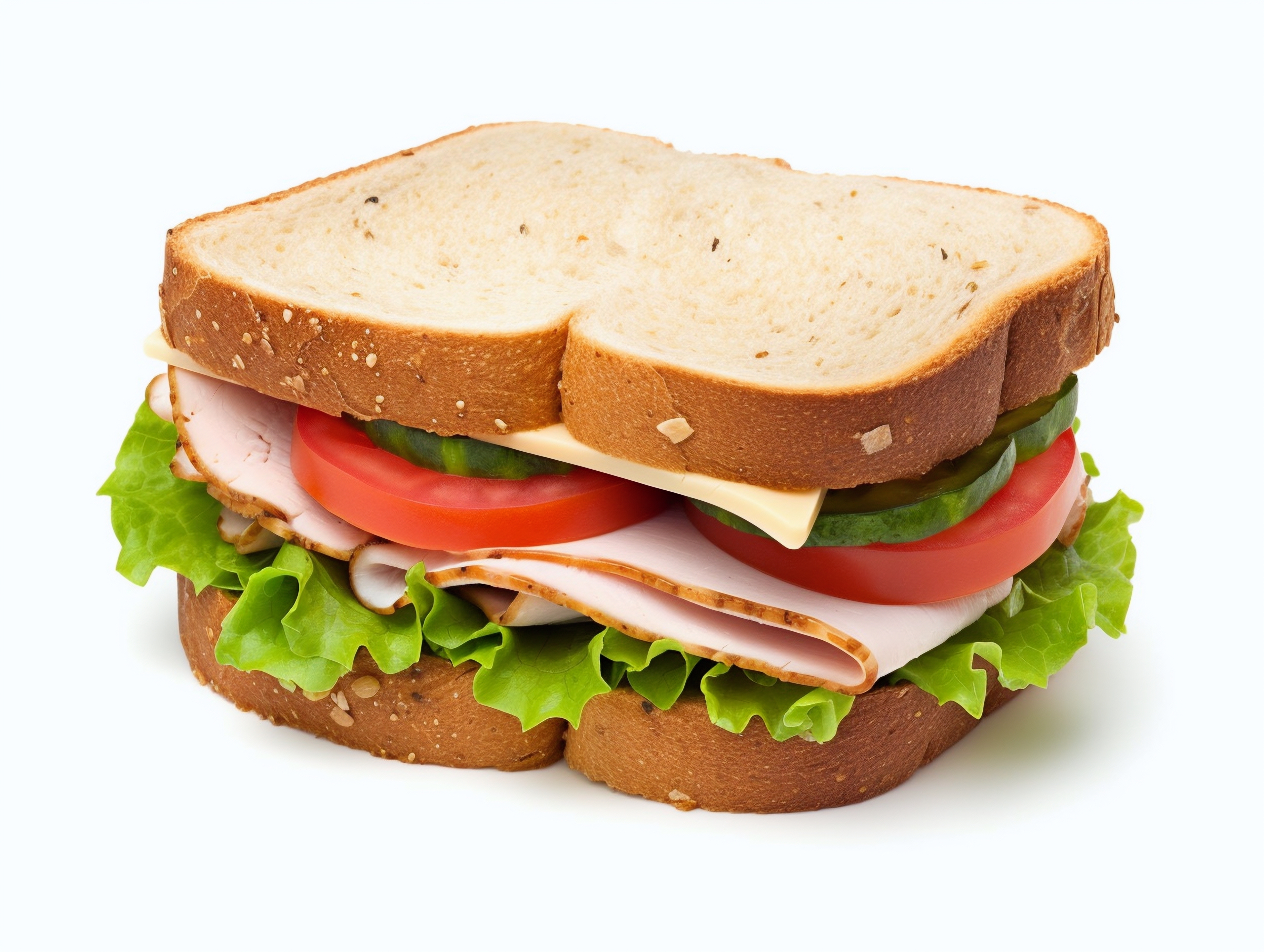 Un sandwich au jambon, au fromage, à la tomate et au concombre | Source : Shutterstock
