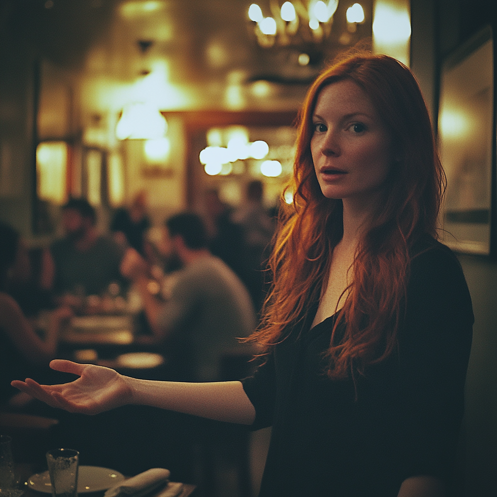 Une femme debout dans un restaurant | Source : Midjourney