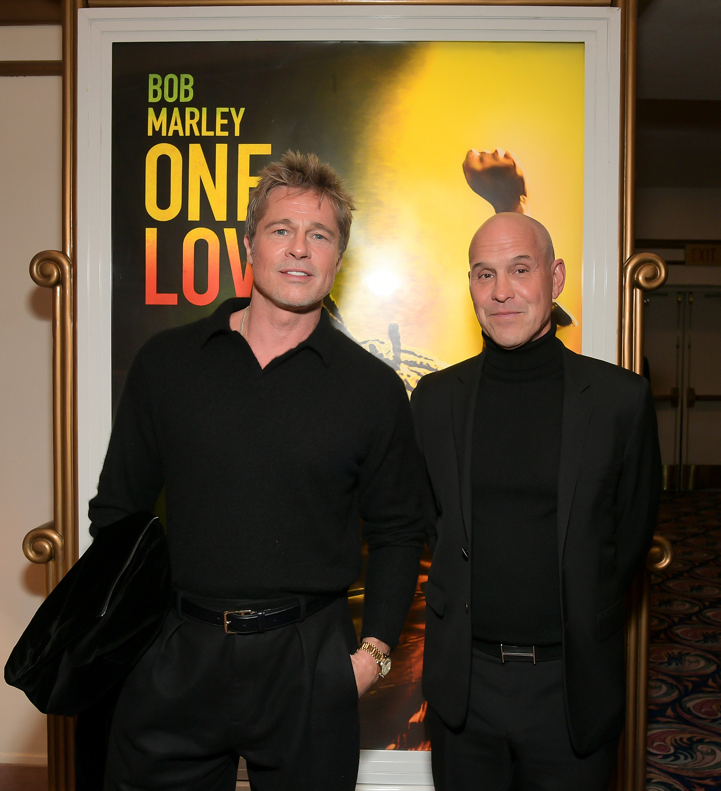 Brad Pitt et Brian Robbins lors de la première à Los Angeles du film "Bob Marley : One Love" au Regency Village Theatre le 6 février 2024, à Los Angeles, en Californie. | Source : Getty Images