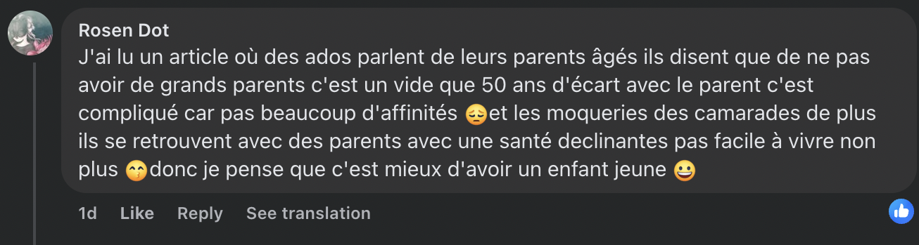 Commentaire d'une internaute sur la naissance de l'enfant de Vincent Cassel | Source : capture Facebook