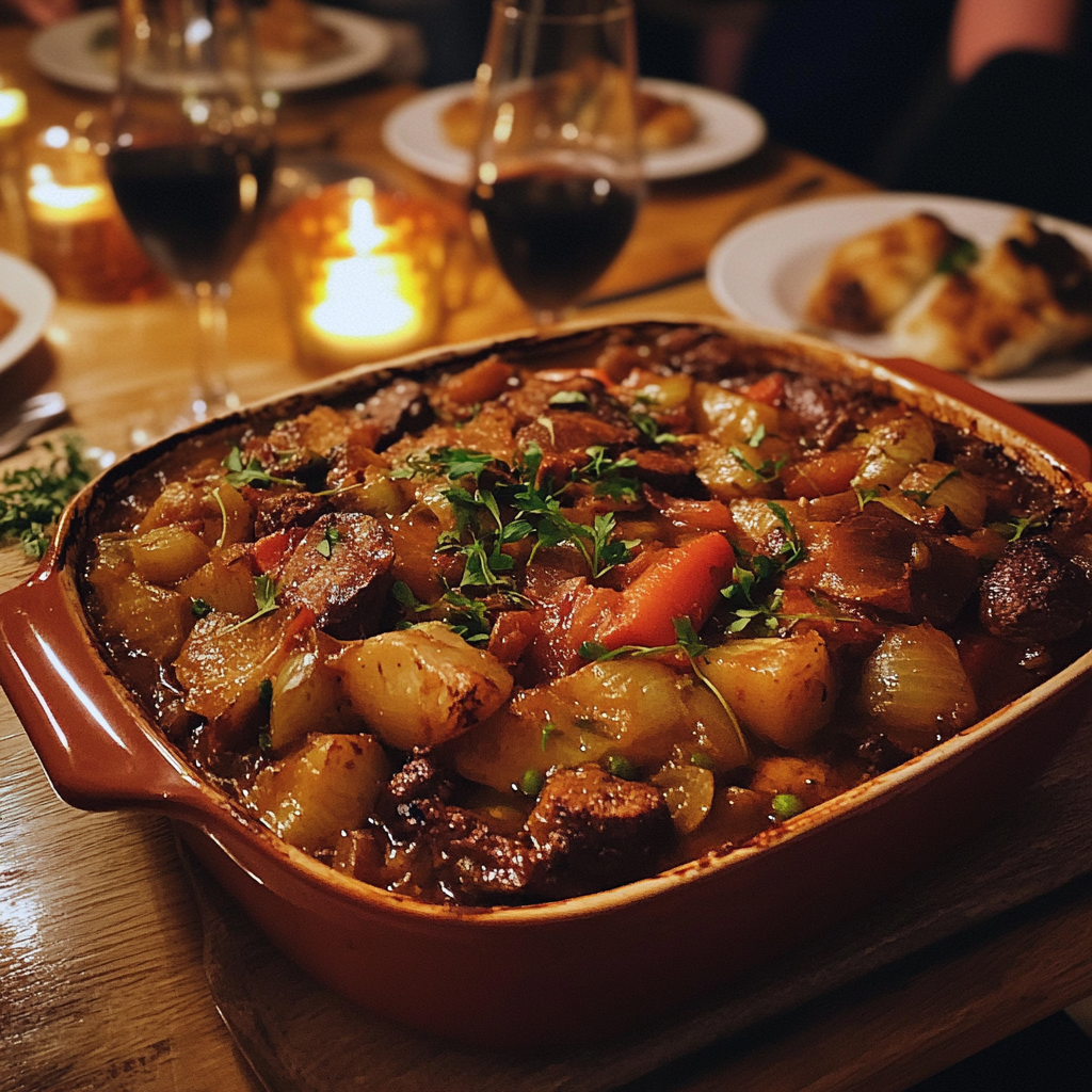 Une casserole de ragoût sur une table | Source : Midjourney