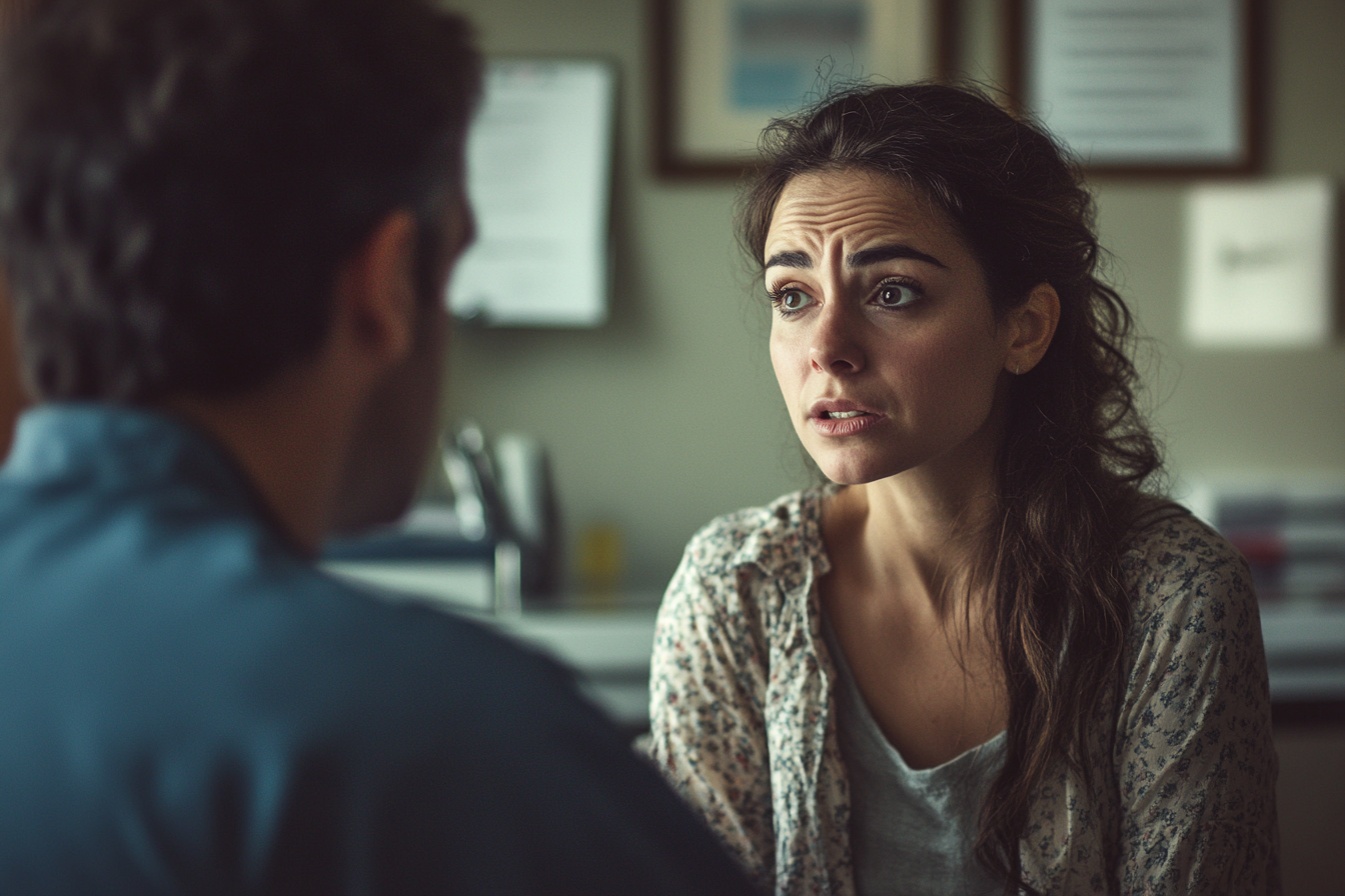 Woman talking to a doctor | Source: Midjourney