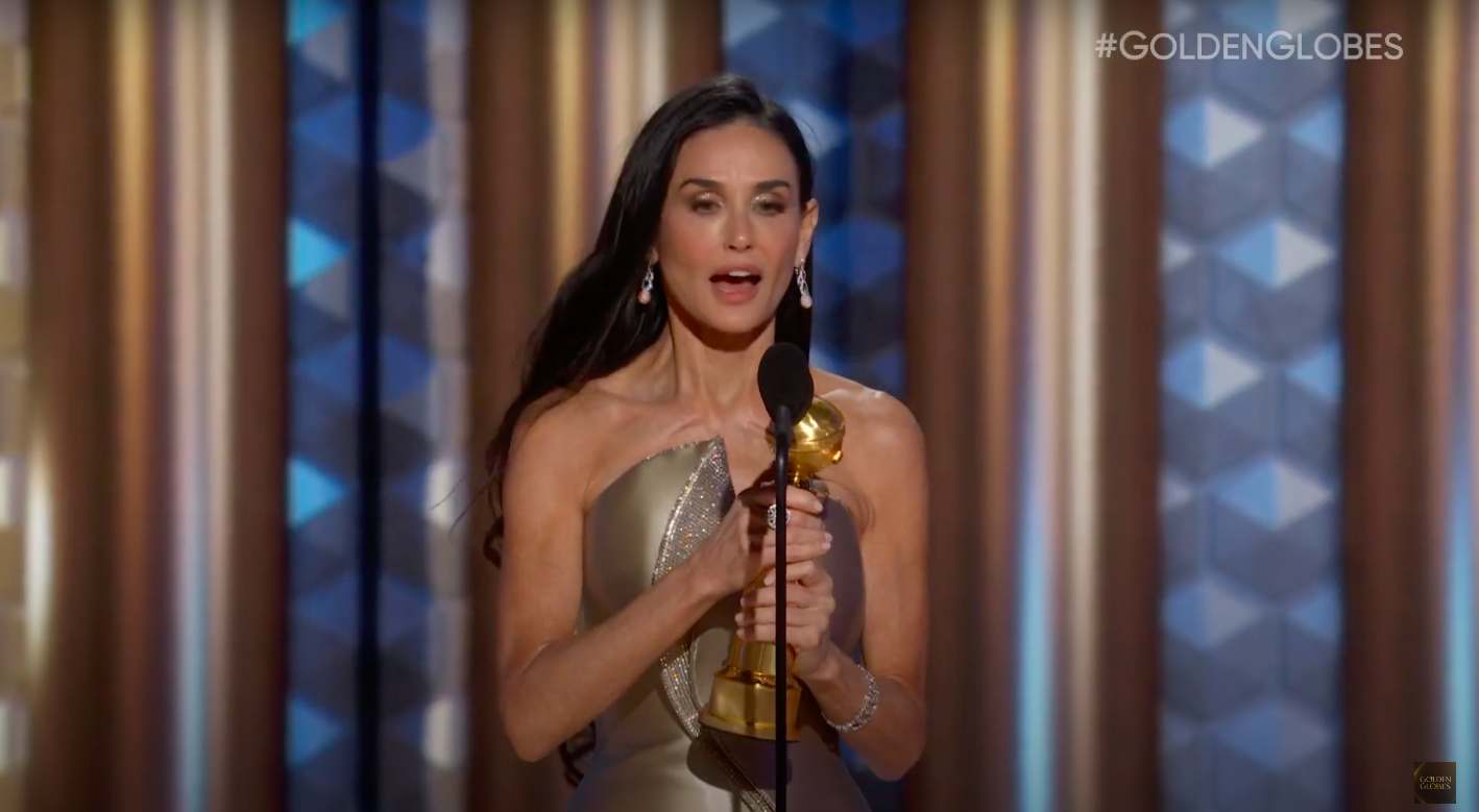 Demi Moore prononçant son discours d'acceptation aux Golden Globes 2025, posté le 6 janvier 2025. | Source : YouTube/Golden Globes