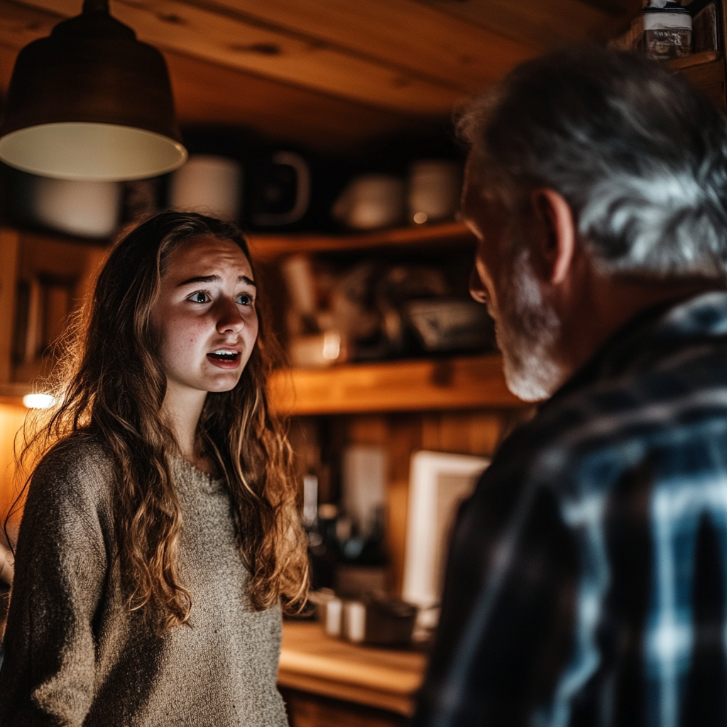 Une fille qui parle à son père | Source : Midjourney