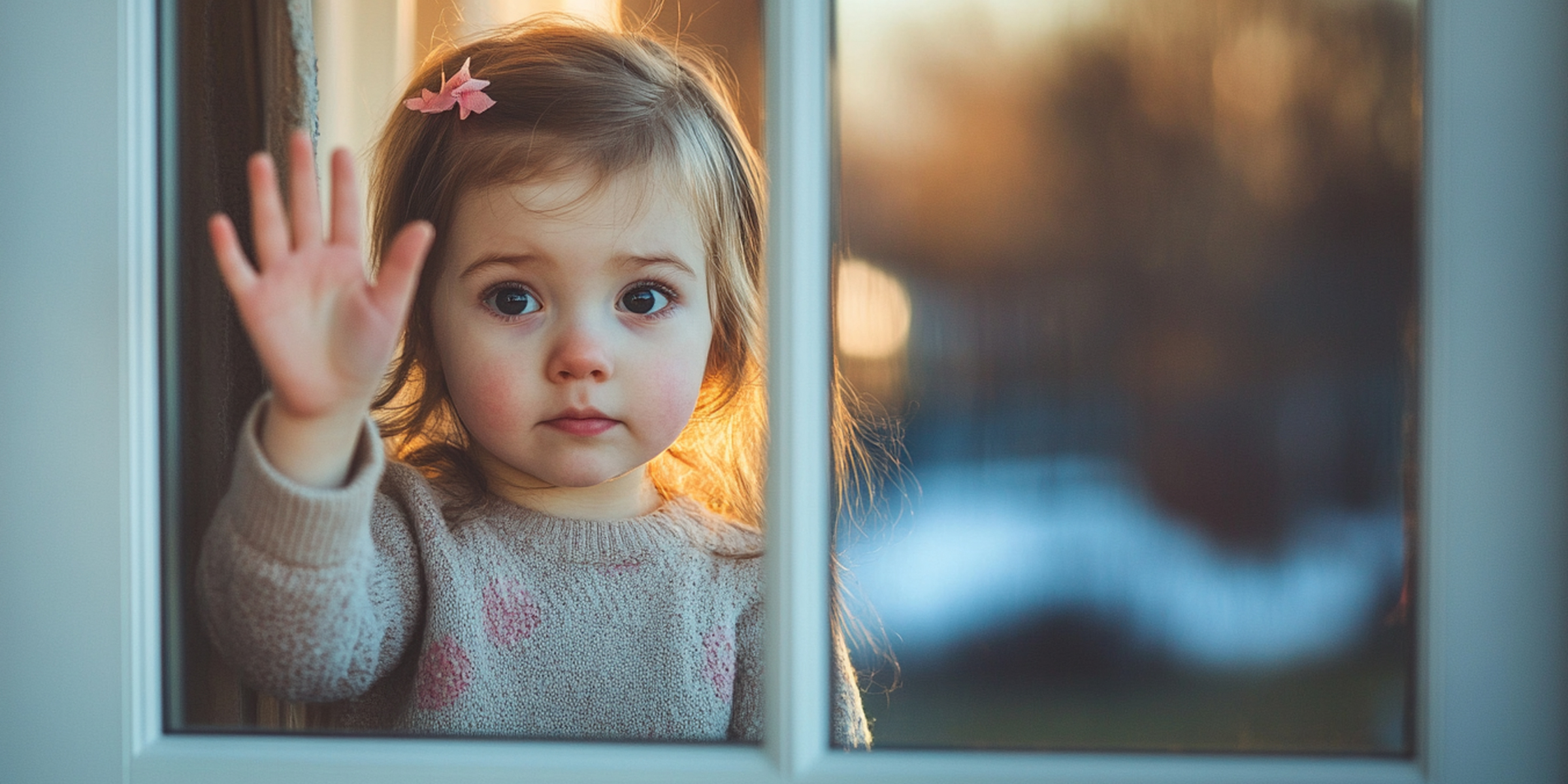 Une petite fille qui se tient près de la fenêtre et qui fait un signe de la main | Source : AmoMama