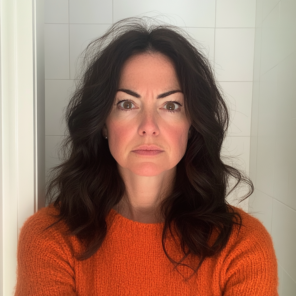 Gros plan d'une femme debout dans une salle de bain | Source : Midjourney