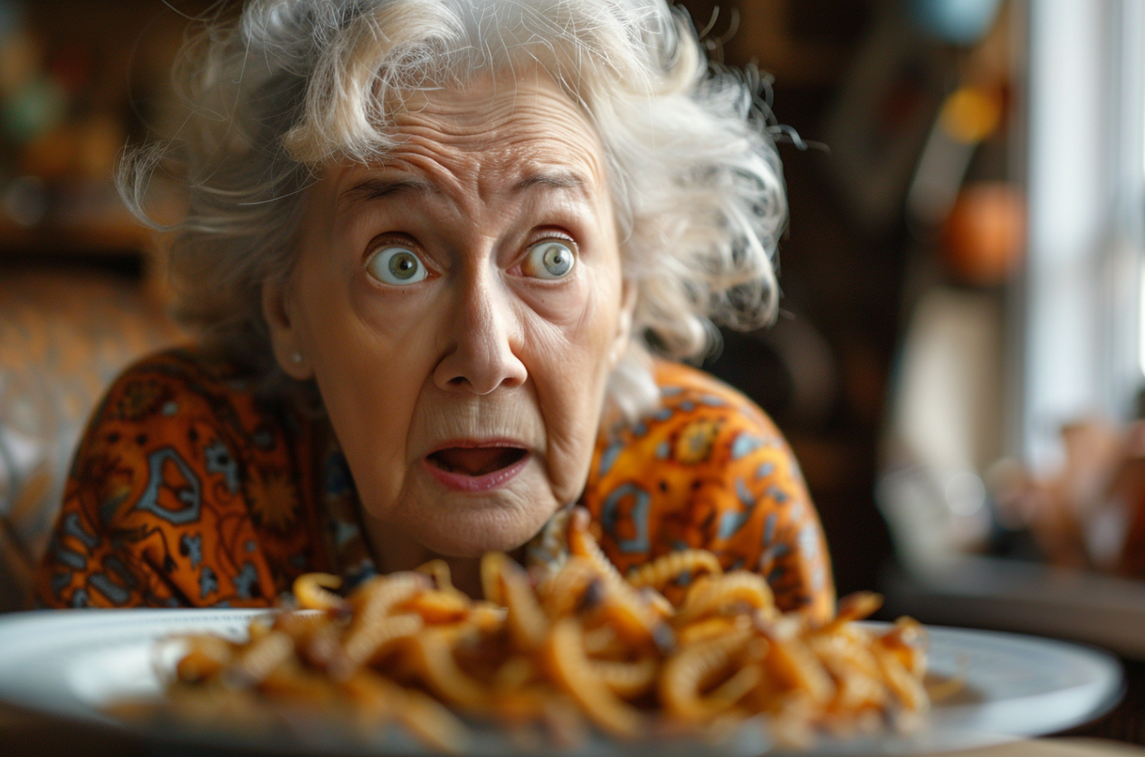 Woman shocked by her meal | Source: Midjourney