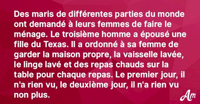 Des hommes de différentes parties du monde ont demandé à leurs épouses bien-aimées faire le ménage