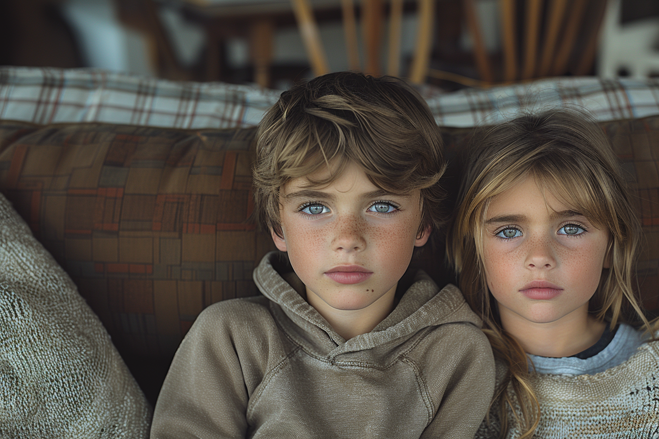 Deux enfants écoutant leurs parents | Source : Midjourney