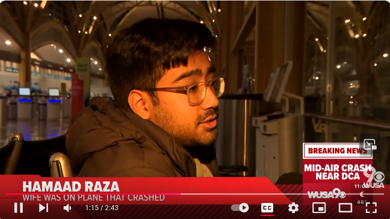 Hamaad Raza, extrait d'un post daté du 30 janvier 2025 | Source : Youtube/@WUSA9news