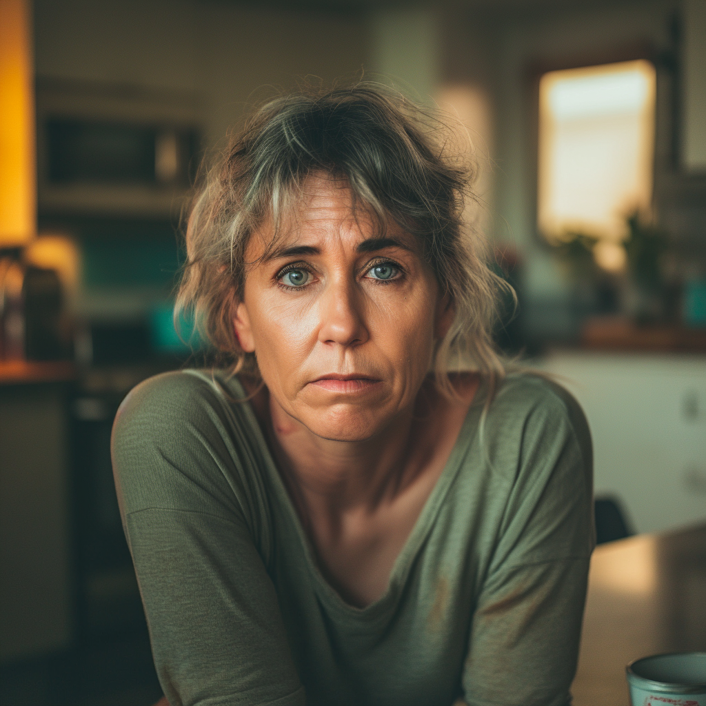 Une femme âgée a l'air malheureuse et dévastée | Source : Midjourney