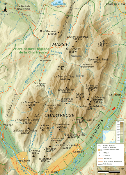 Carte du Massif de la Chartreuse | Wikimedia Commons