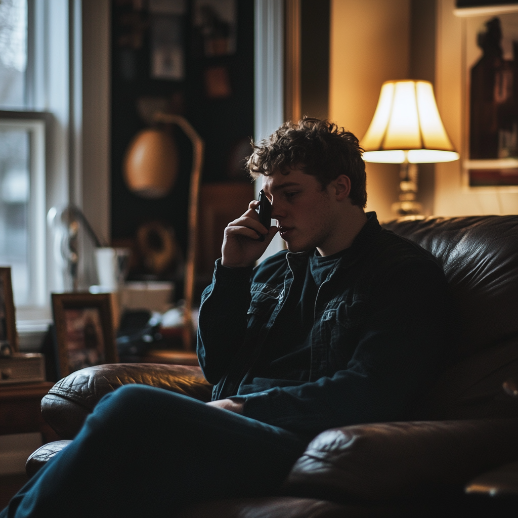 Un homme nerveux qui parle au téléphone | Source : Midjourney