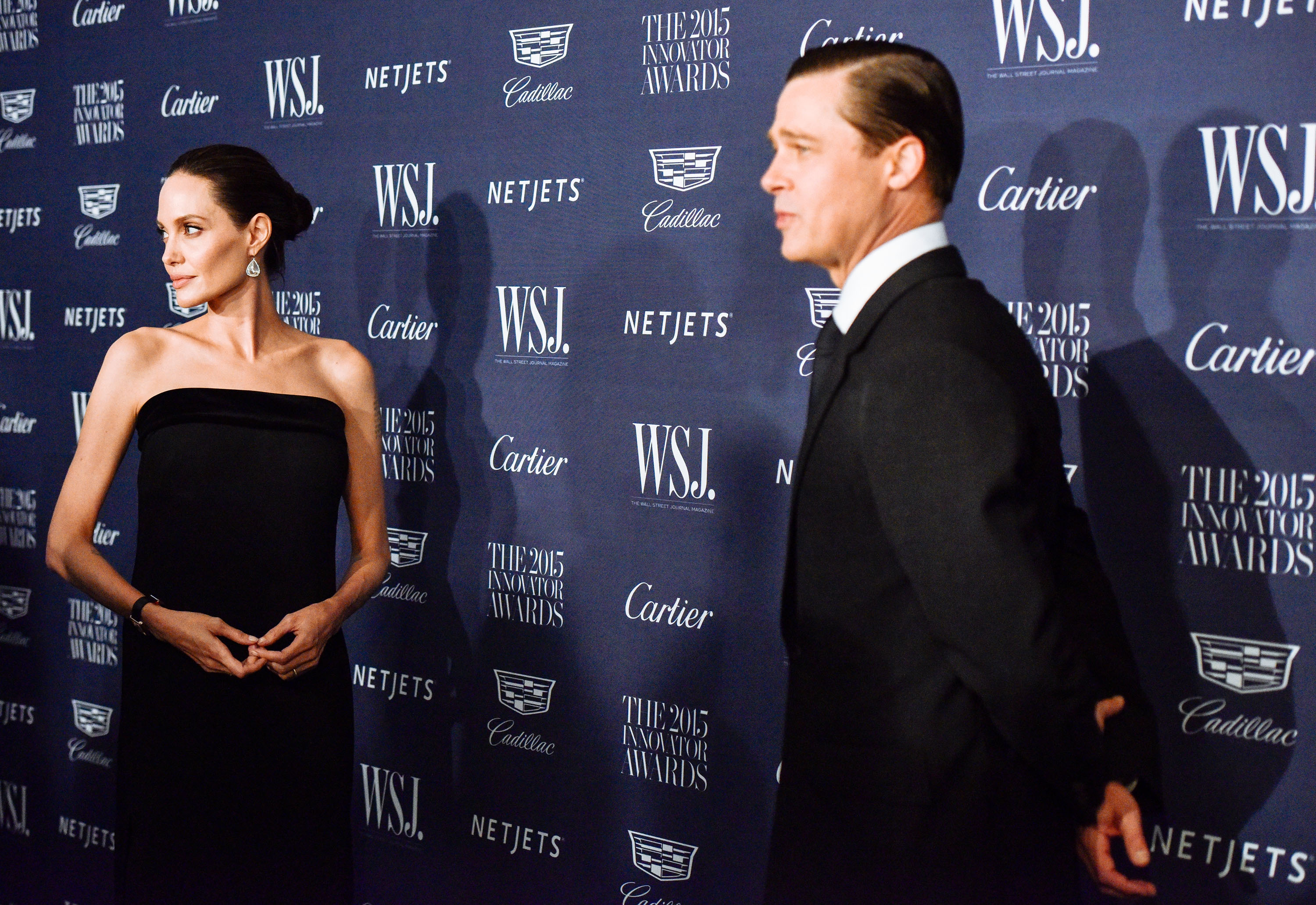 Angelina Jolie et Brad Pitt lors de la remise des prix 2015 du WSJ Magazine Innovator à New York le 4 novembre 2015 | Source : Getty Images