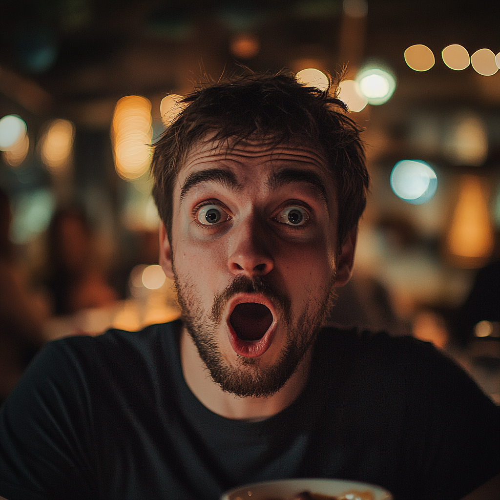 Un homme choqué dans un restaurant | Source : Midjourney