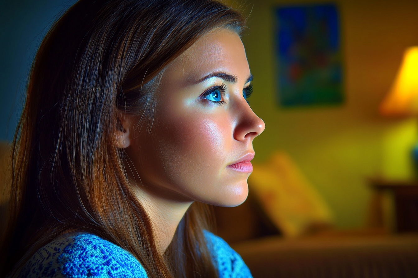 Une femme réfléchie dans un salon | Source : Midjourney