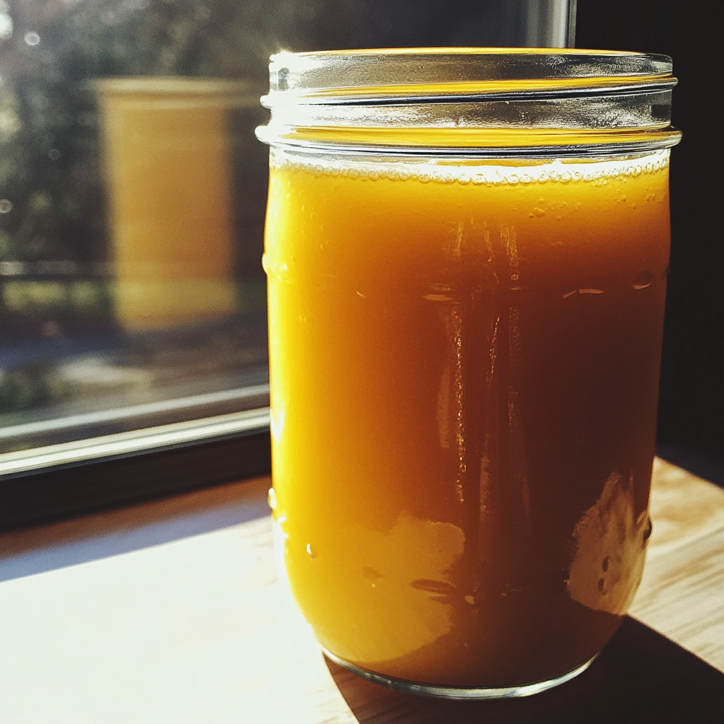 Du jus d'orange dans un bocal mason | Source : Midjourney