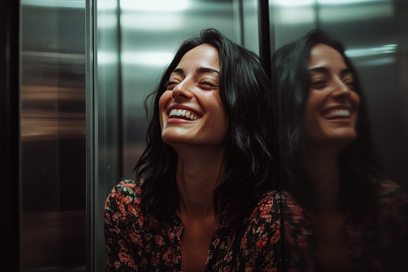 A woman in an elevator | Source: Midjourney