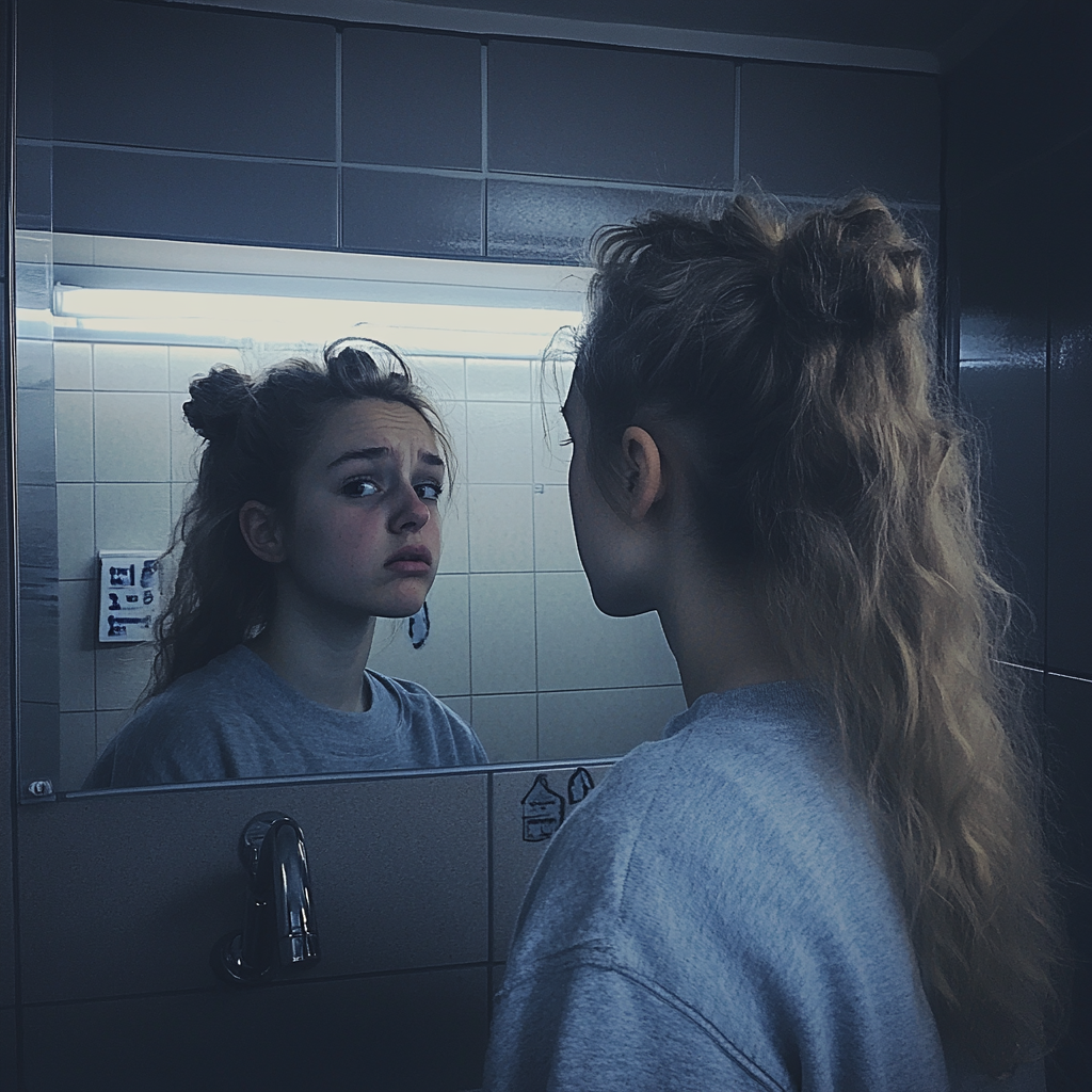 Une adolescente dans une salle de bain | Source : Midjourney