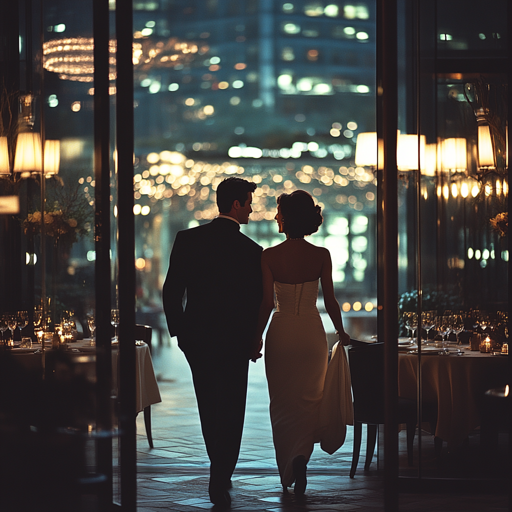 Un couple qui marche et parle | Source : Midjourney