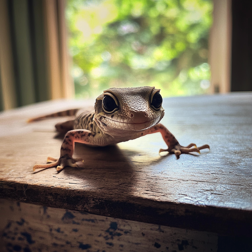 Un gecko de compagnie sur une table | Source : Midjourney