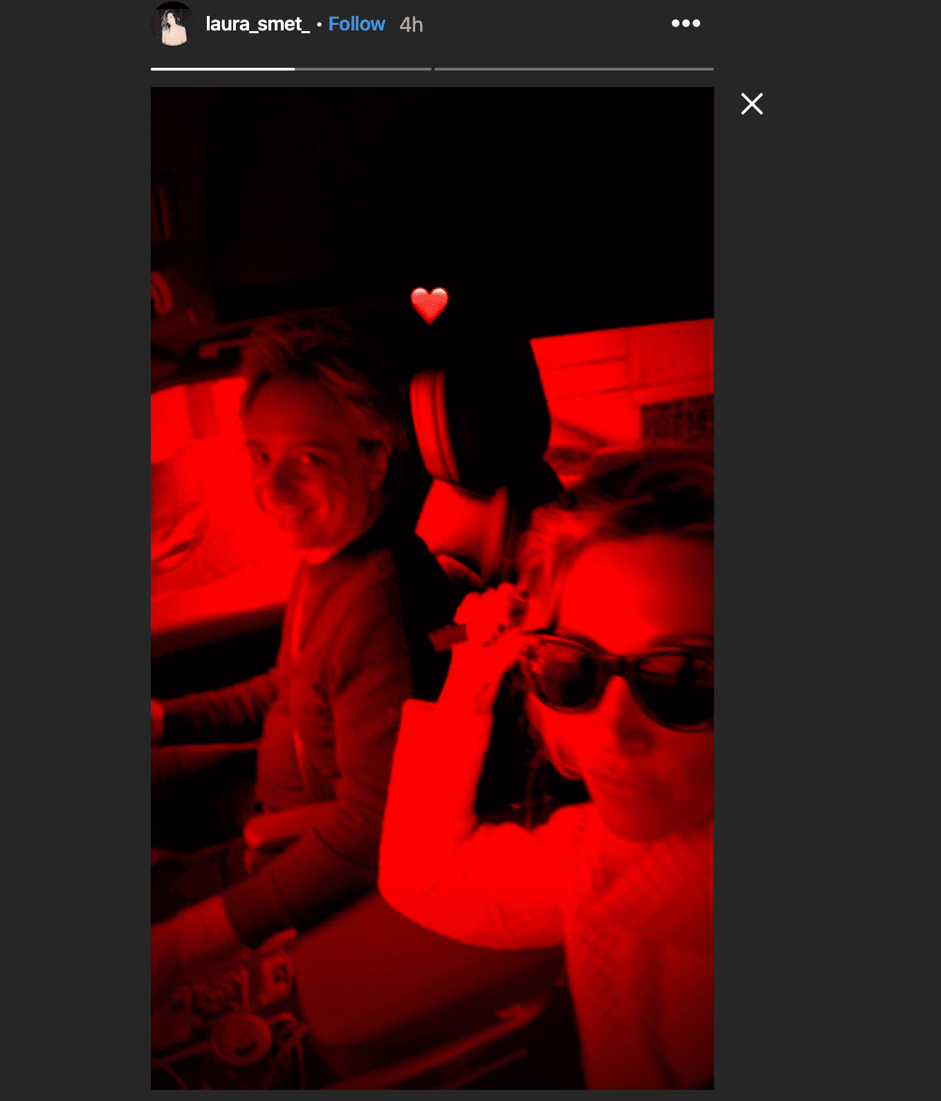 selfie de Laura Smet avec son mari Raphaël Lancrey-Javal. | Photo : Story Instagram/Laura Smet