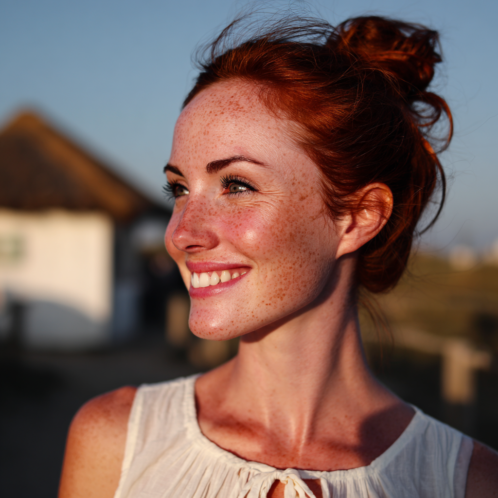 Une femme souriante se tenant à l'extérieur | Source : Midjourney